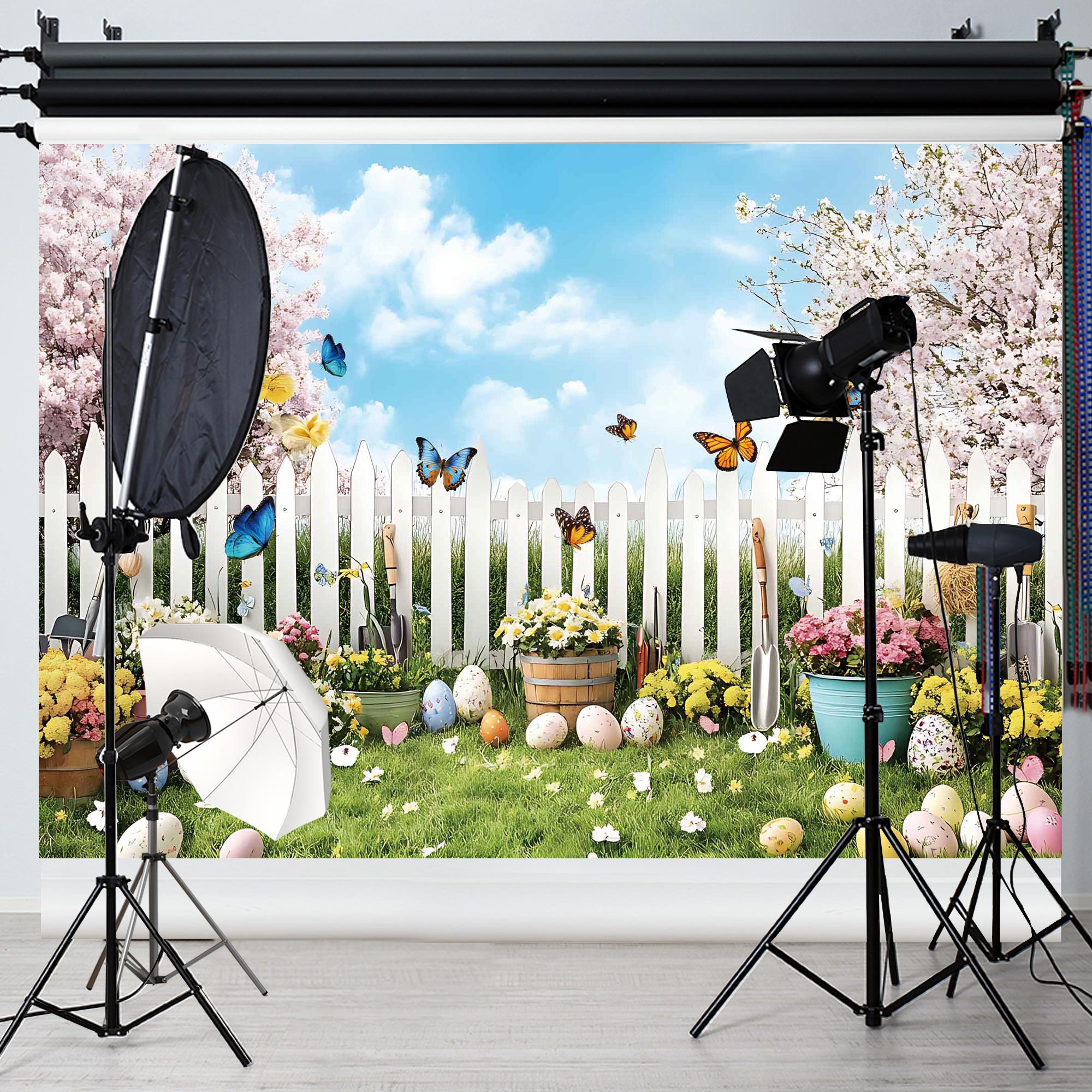 Easter Egg Photography Backdrops Spring Pastoral style Banners Suitable for Festival Parties and Photo Studios