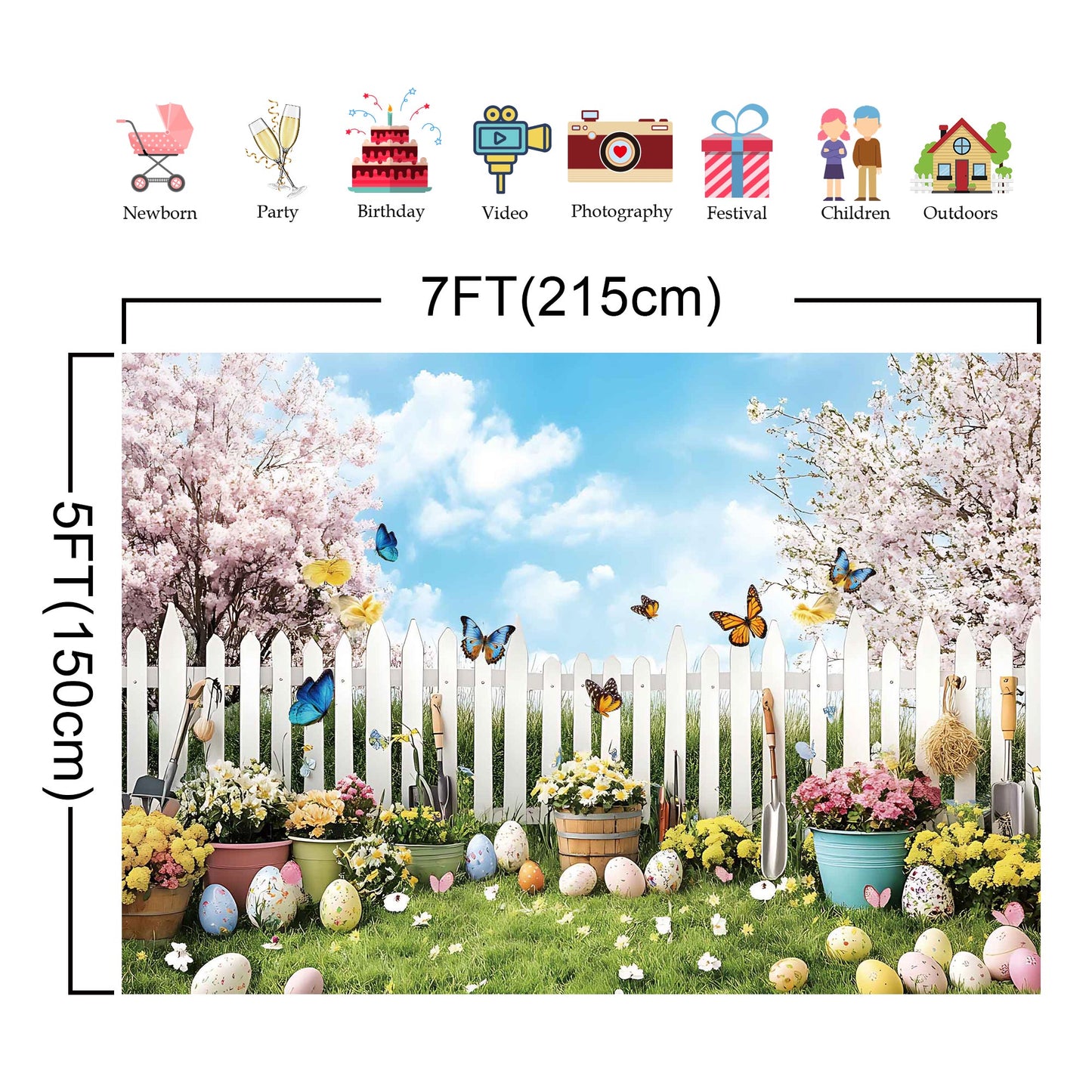 Easter Egg Photography Backdrops Spring Pastoral style Banners Suitable for Festival Parties and Photo Studios