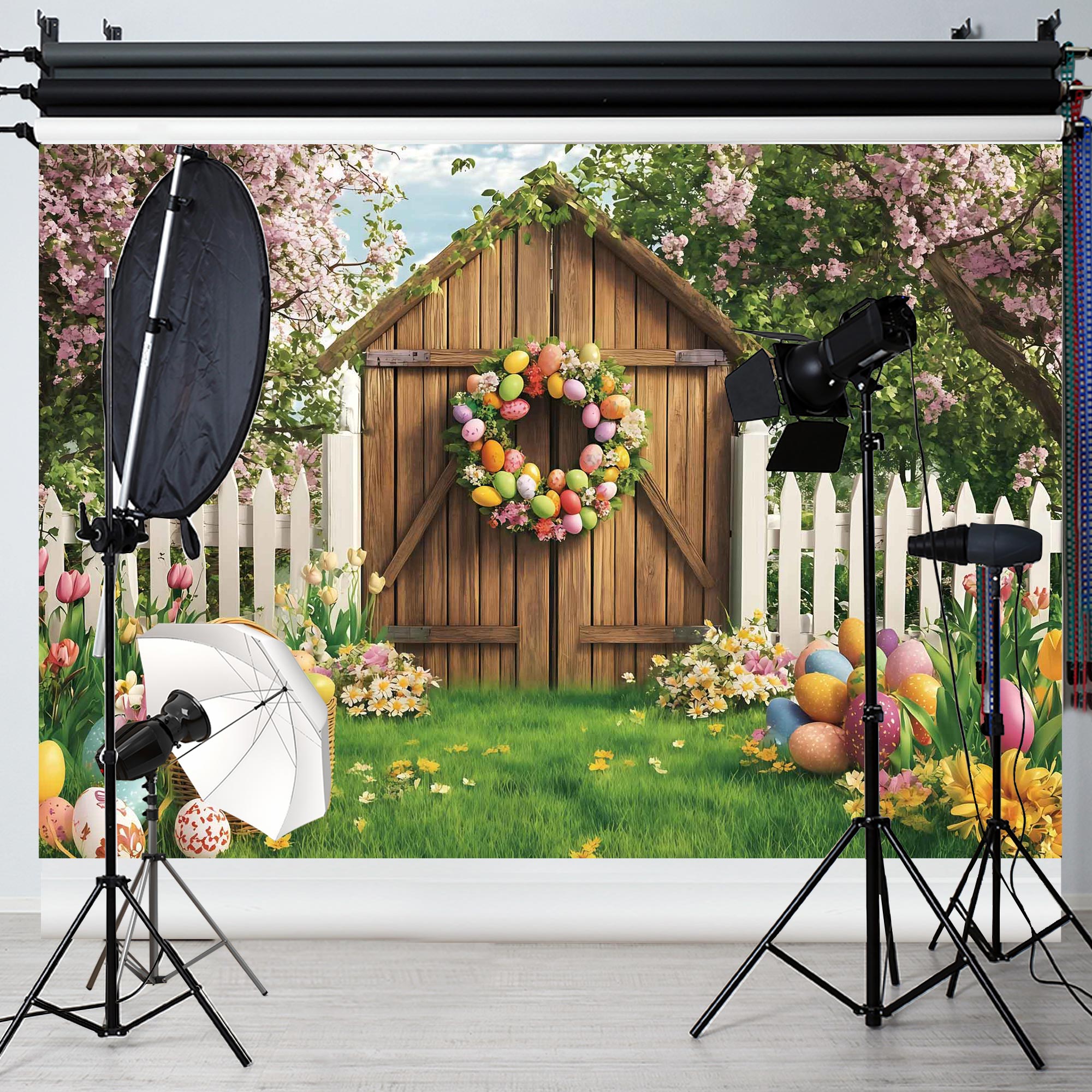 Easter Egg Photography Backdrops Farm Spring Banners Suitable for Festival Parties and Photo Studios
