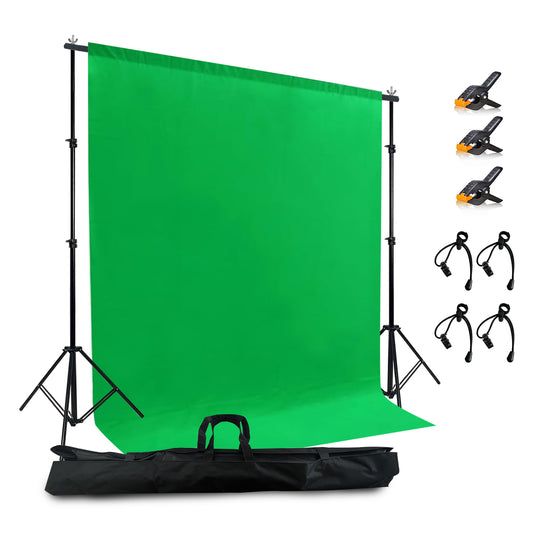 Portable 2-in-1 Green Screen Kit (6.5 x 6.5 ft) - Stand & Microfiber Backdrop