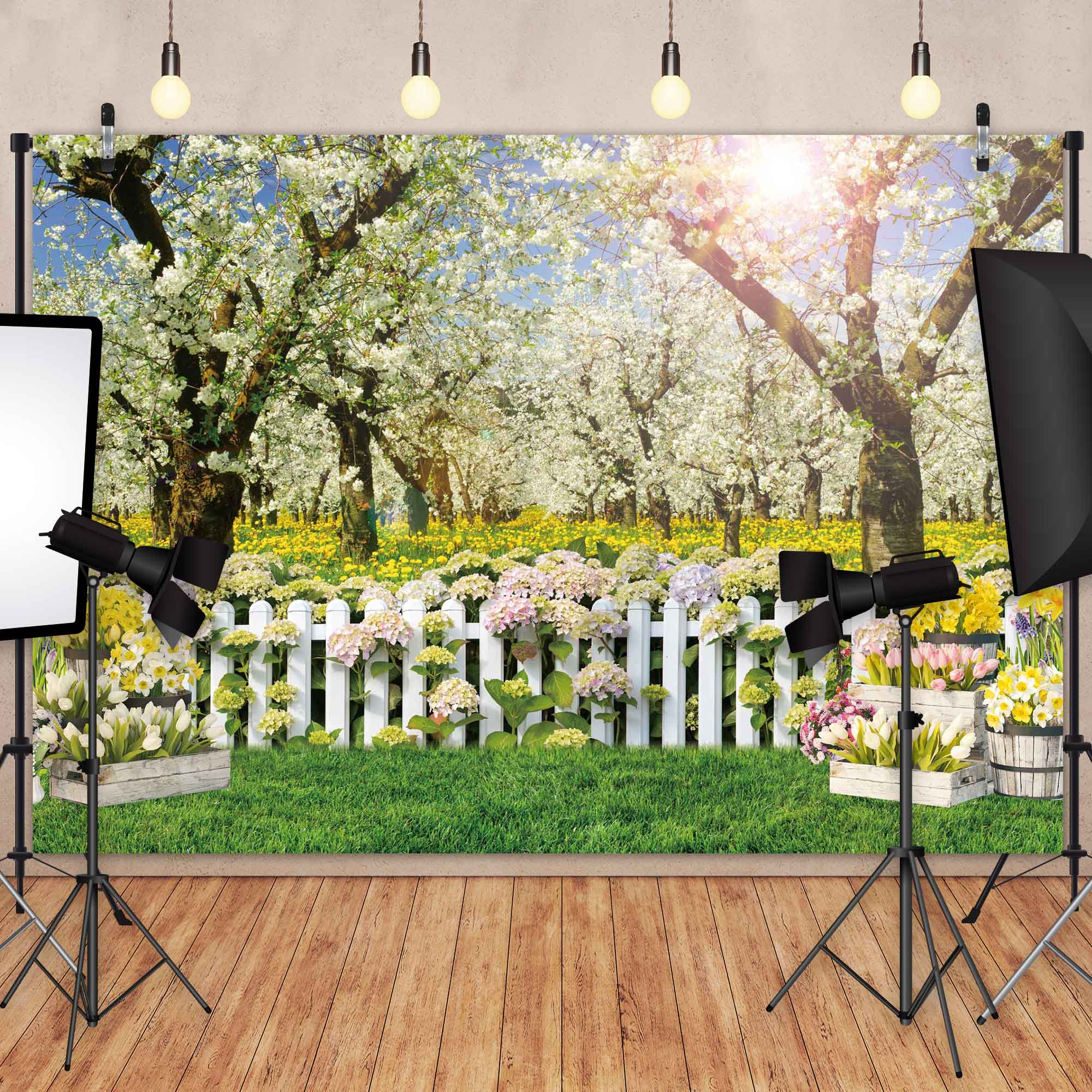 Vibrant Blossom Spring Photography Backdrop for Party Banners