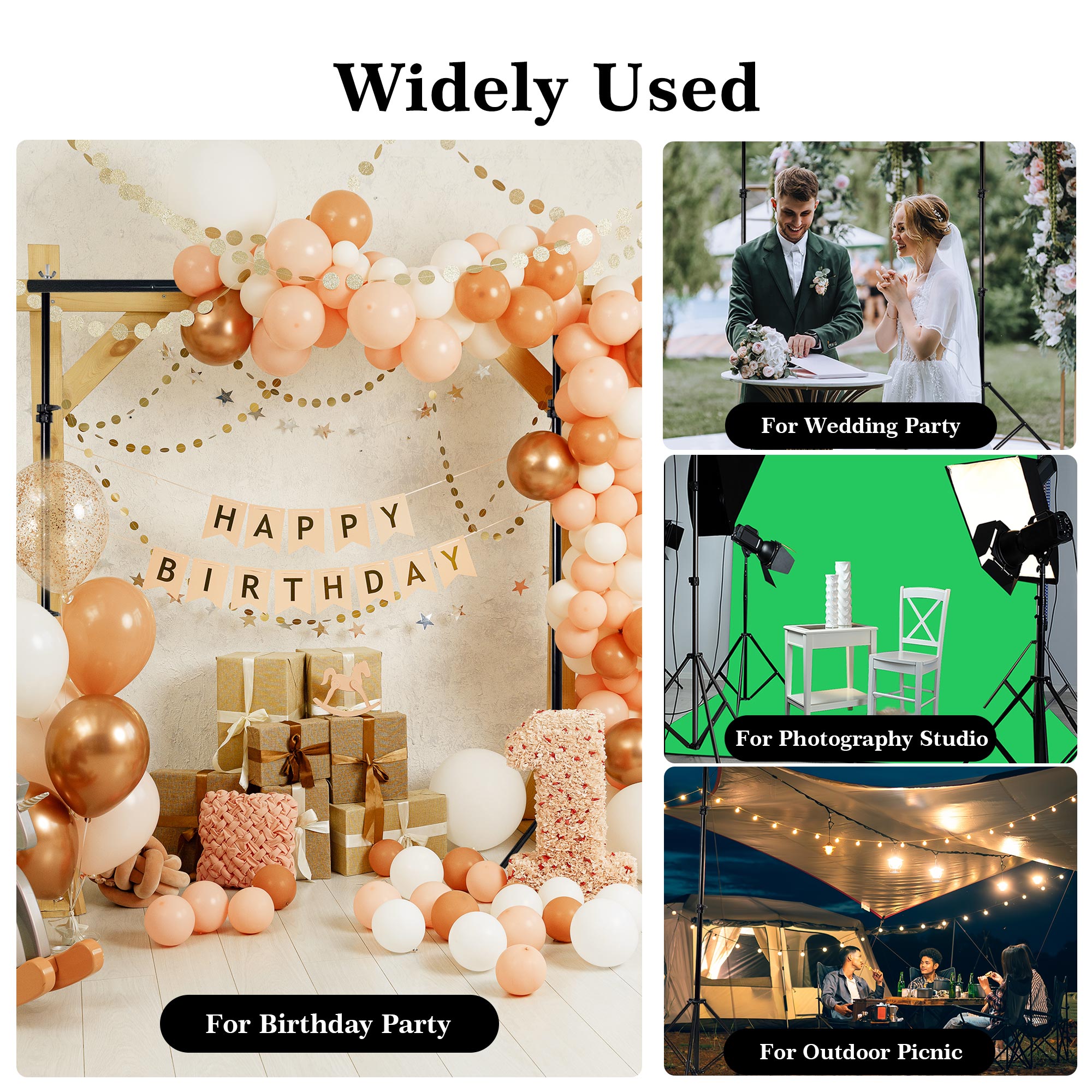 2 in 1 Green Backdrop Stand Kit, 6.5x6.5 ft Portable Dual Rod Stand kit with 6x9ft Green Backdrop