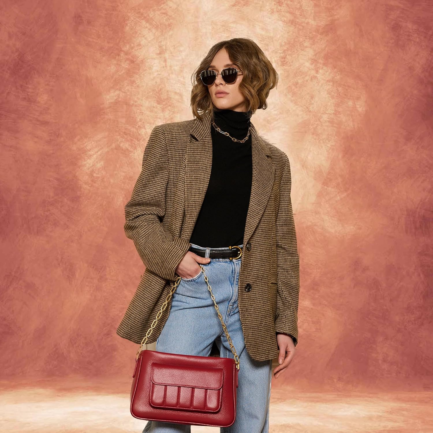 Abstract Brick Red Professional Photography Backdrop for Adult Portrait Photo Props