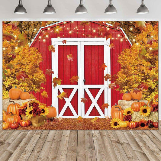 Fall Harvest Red Farm Backdrop for Photography Autumn