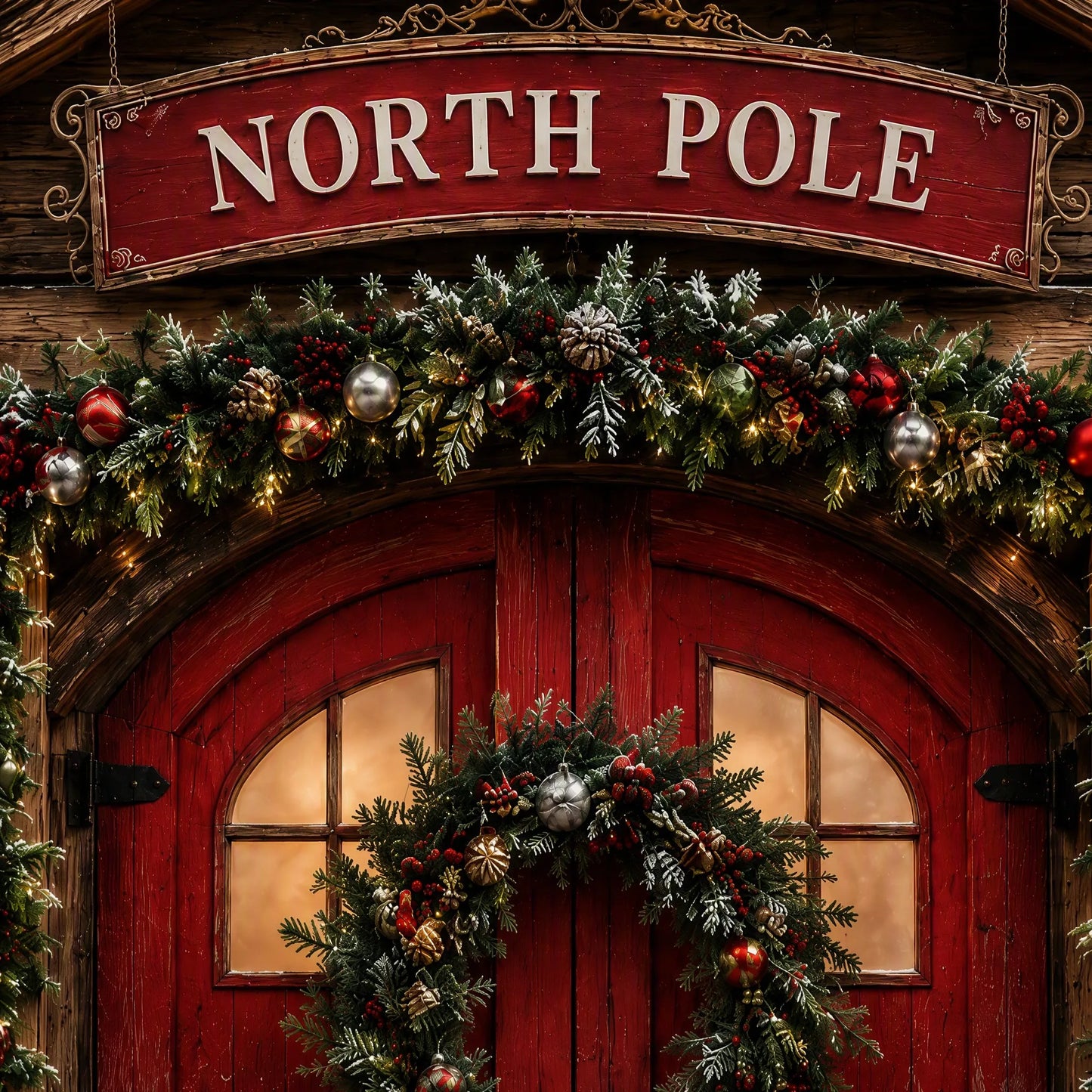 Close-up North Pole Sign Detail
