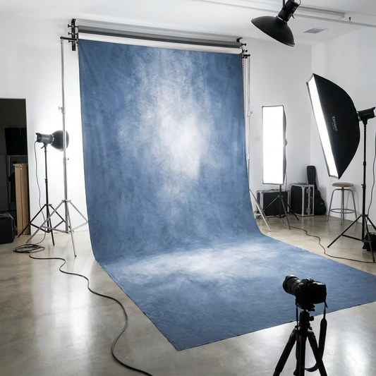 Steel Blue Abstract Microfiber Backdrop - 8x10ft / 8x12ft Professional Studio Background