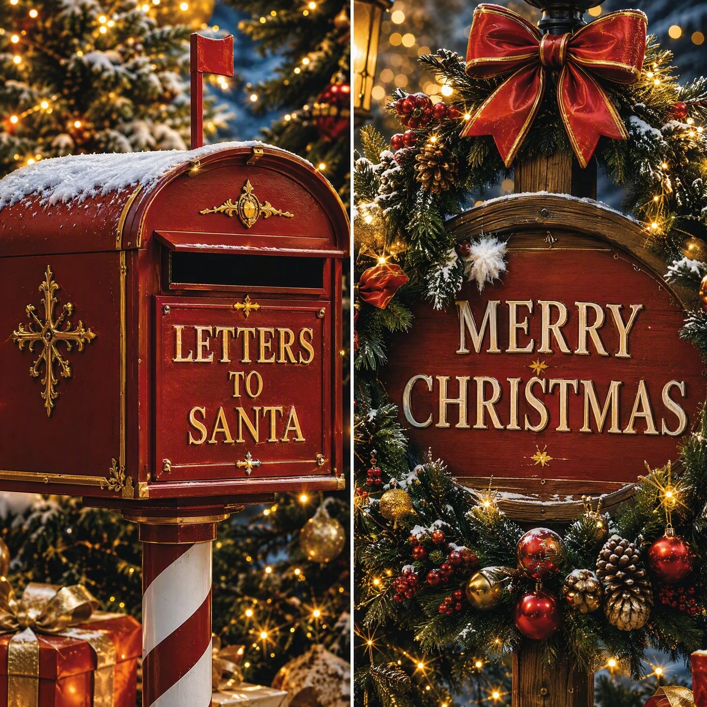 Letters to Santa Photo Backdrop - North Pole Christmas Entrance | 3 Sizes