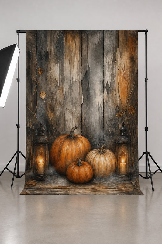 Vintage Pumpkin Porch Halloween Photo Backdrop | 3 Sizes