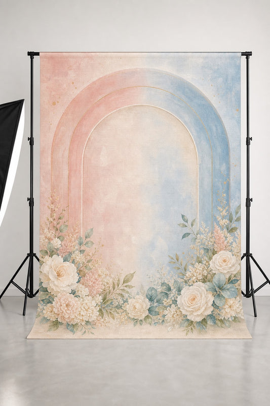 Pastel Reveal Arch Gender Reveal Photo Backdrop | 3 Sizes