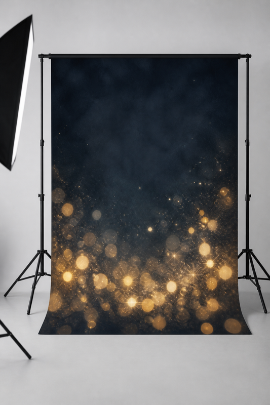 Midnight Gold Bokeh New Year's Eve Photography Backdrop