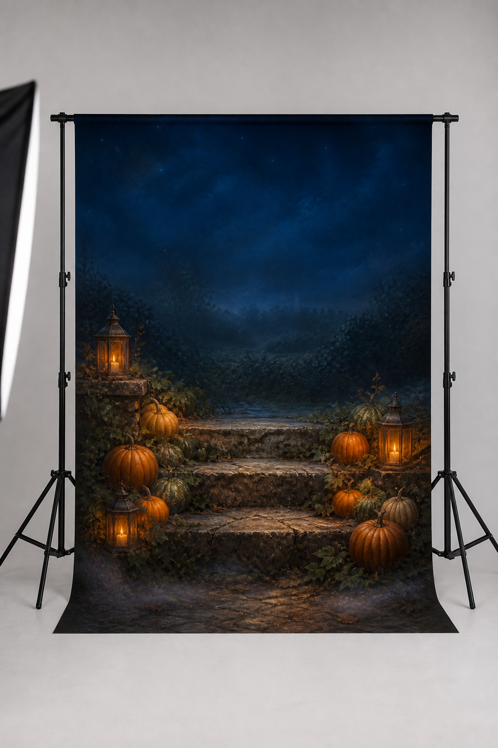 Candlelit Stone Steps Halloween Photography Backdrop