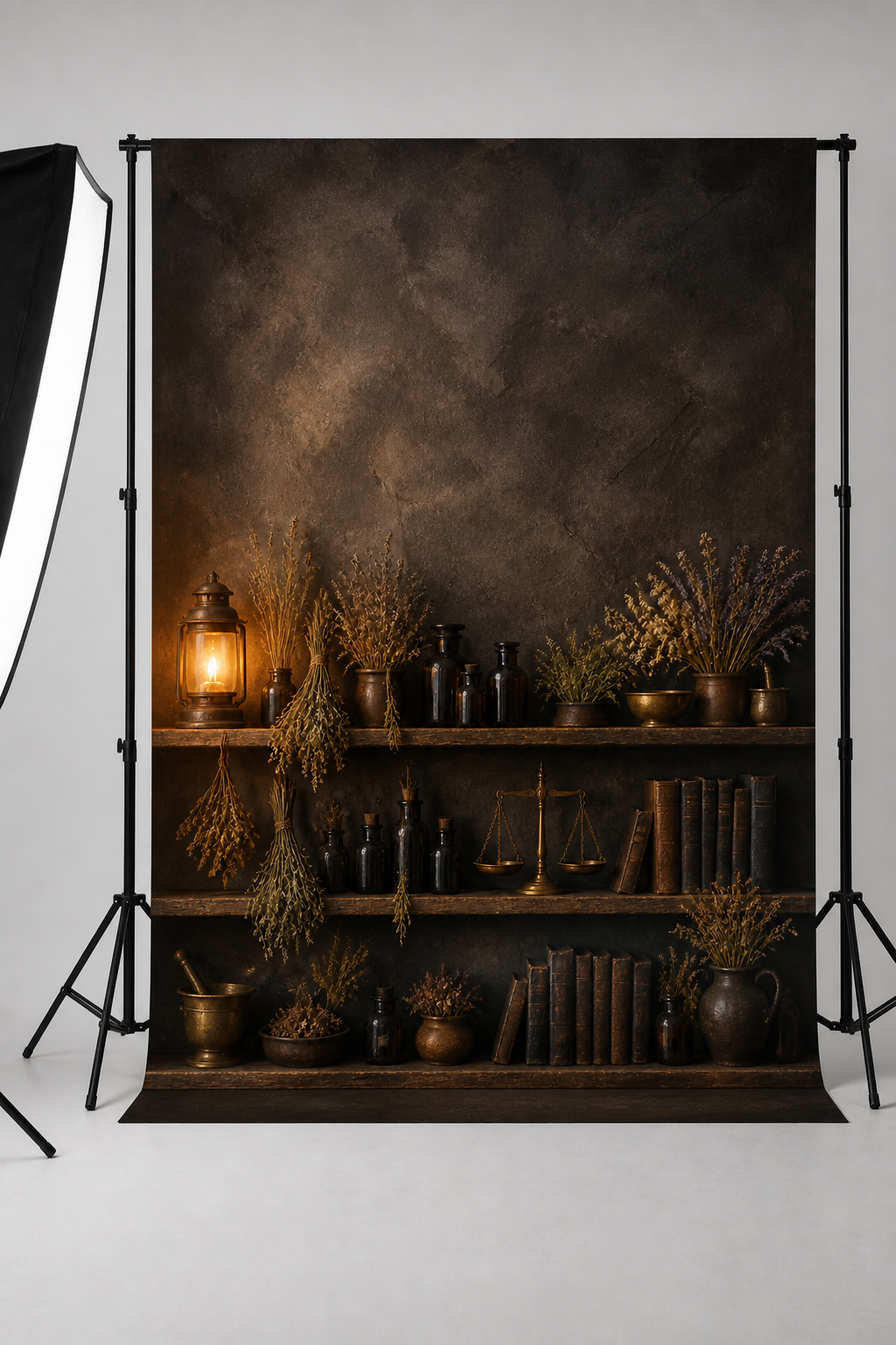 Witch's Apothecary Shelf Halloween Photography Backdrop
