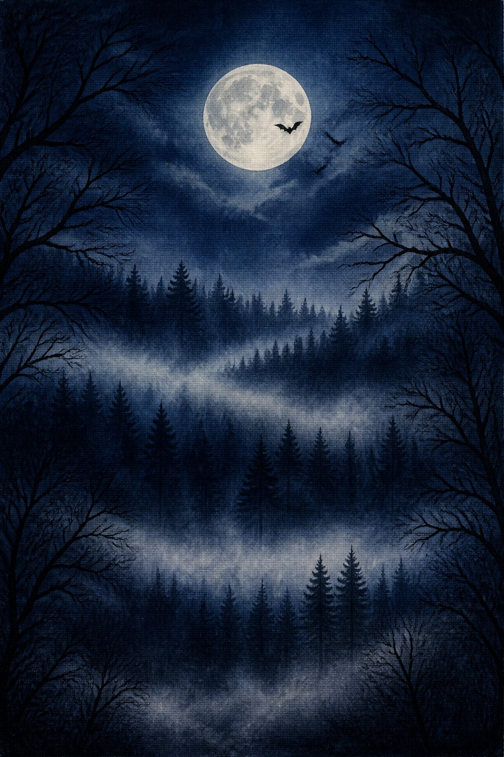 Moonlit Spooky Forest Halloween Photo Backdrop | 3 Sizes