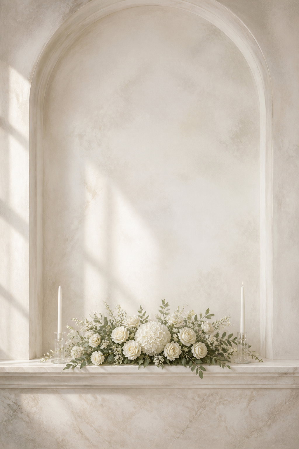 Christening White Floral Chapel Photography Backdrop