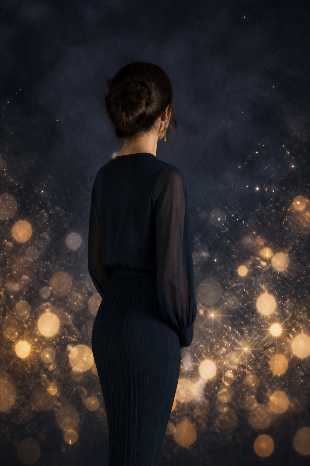 Midnight Gold Bokeh New Year's Eve Photography Backdrop