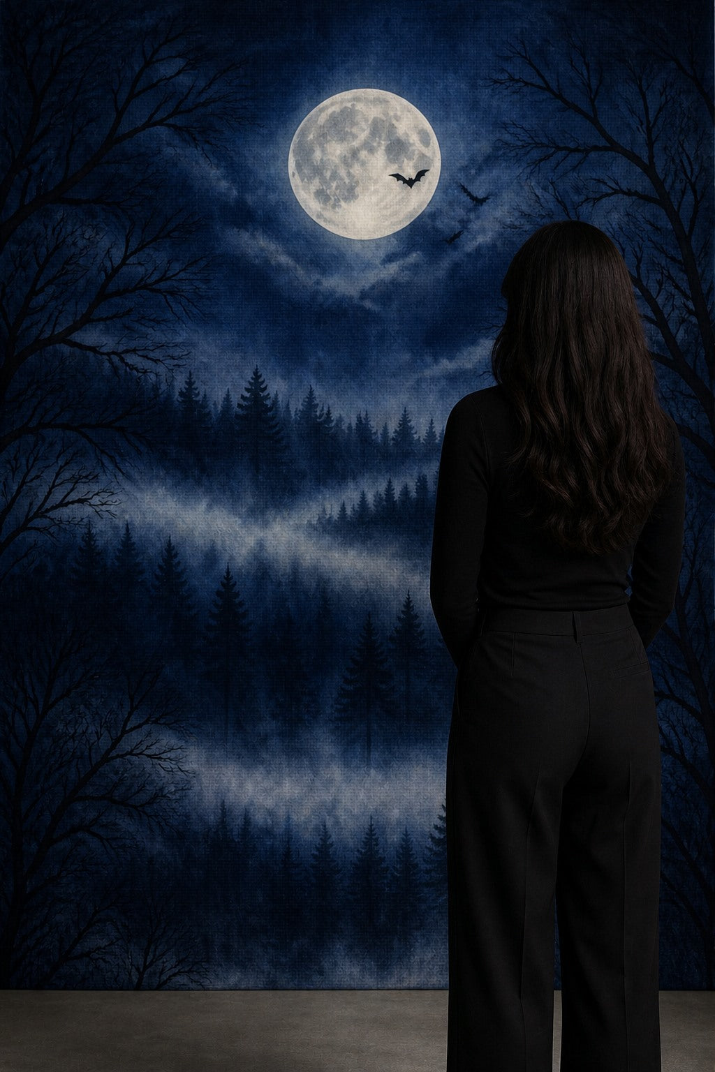 Moonlit Spooky Forest Halloween Photo Backdrop | 3 Sizes