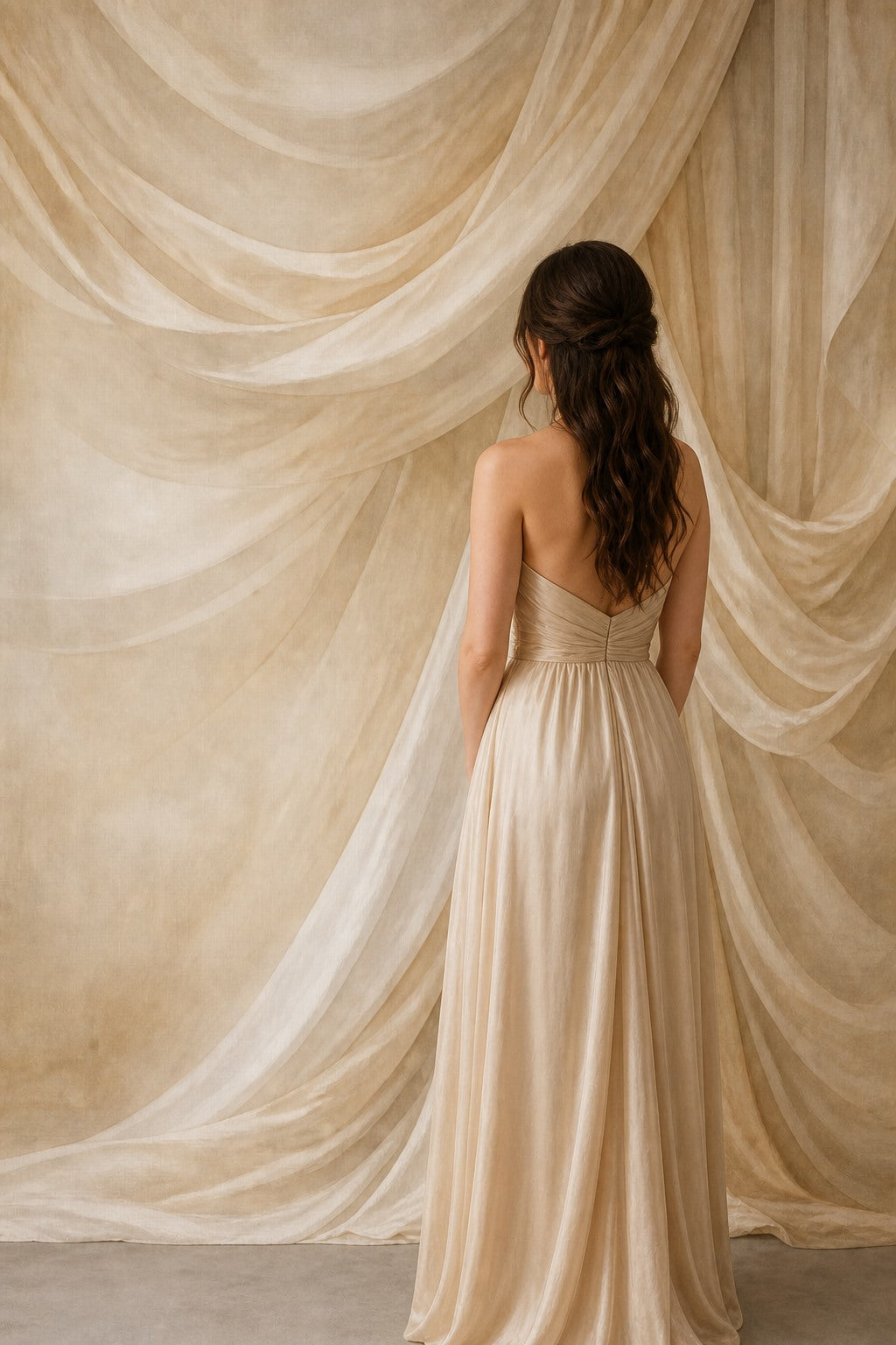 Champagne Silk Drape Wedding Photo Backdrop | 3 Sizes