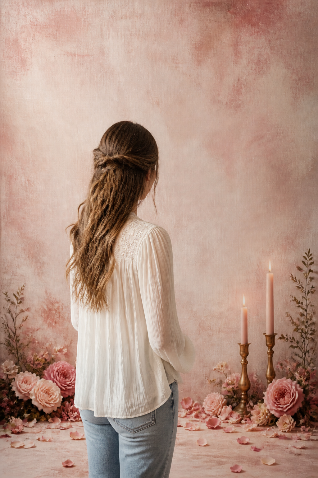 Blush Rose Petal Valentine's Photography Backdrop