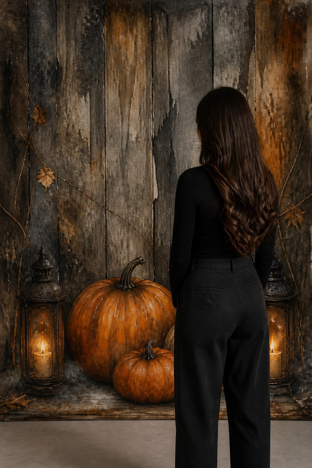 Vintage Pumpkin Porch Halloween Photo Backdrop | 3 Sizes