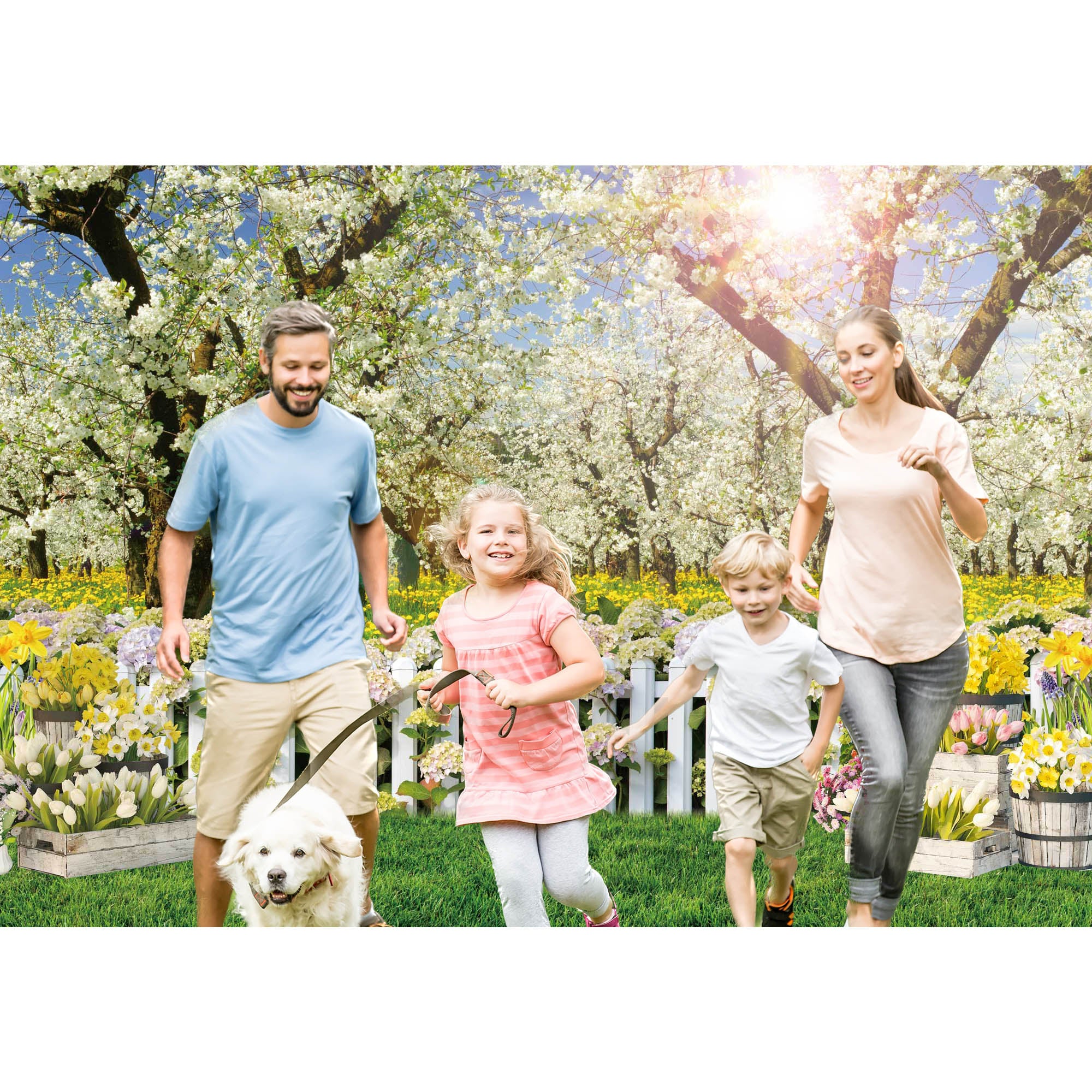 Spring Backdrop Garden Landscape Scenery Grassland Flower Photography Background Easter Party Decor Photo Studio Props Banner