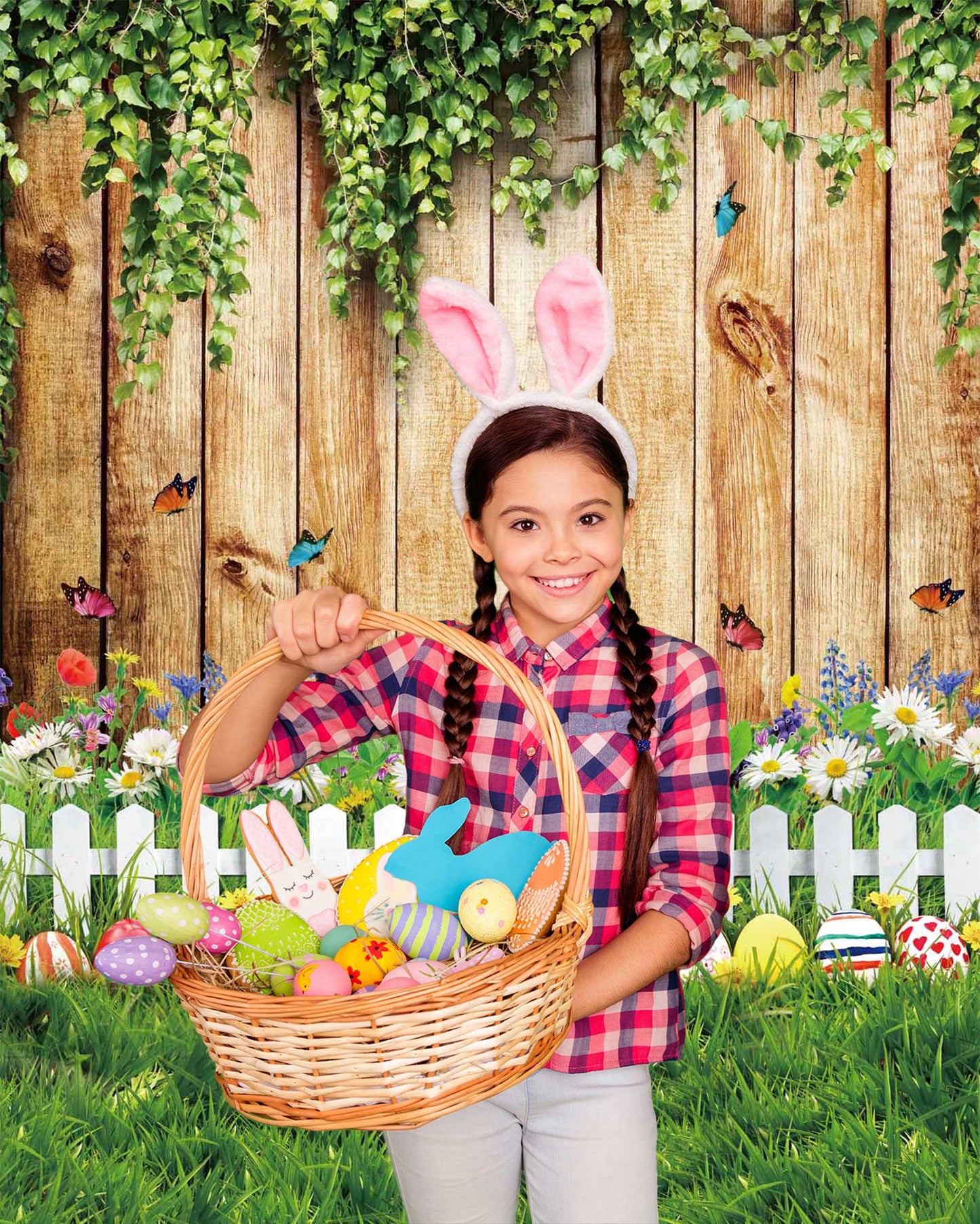 Easter Egg Wooden Wall Spring Photography Backdrop for Party Banners
