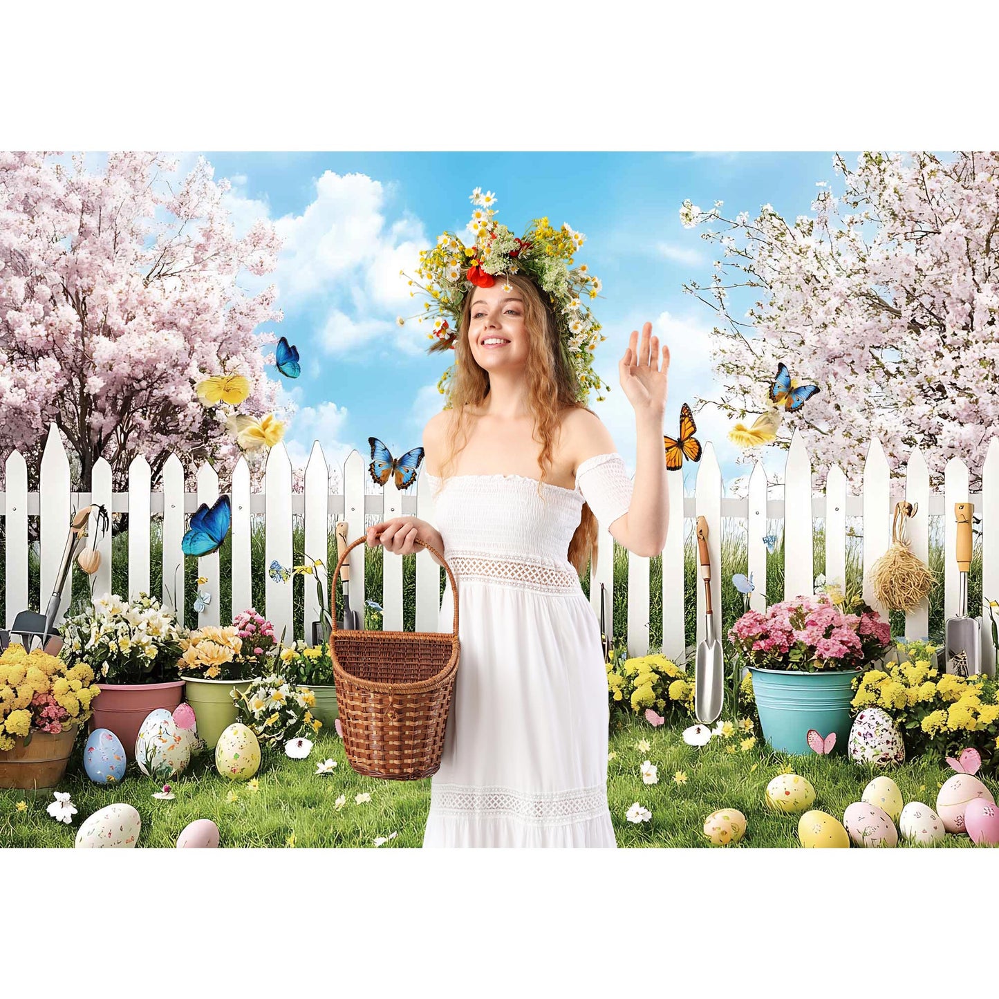 Easter Egg Photography Backdrops Spring Pastoral style Banners Suitable for Festival Parties and Photo Studios