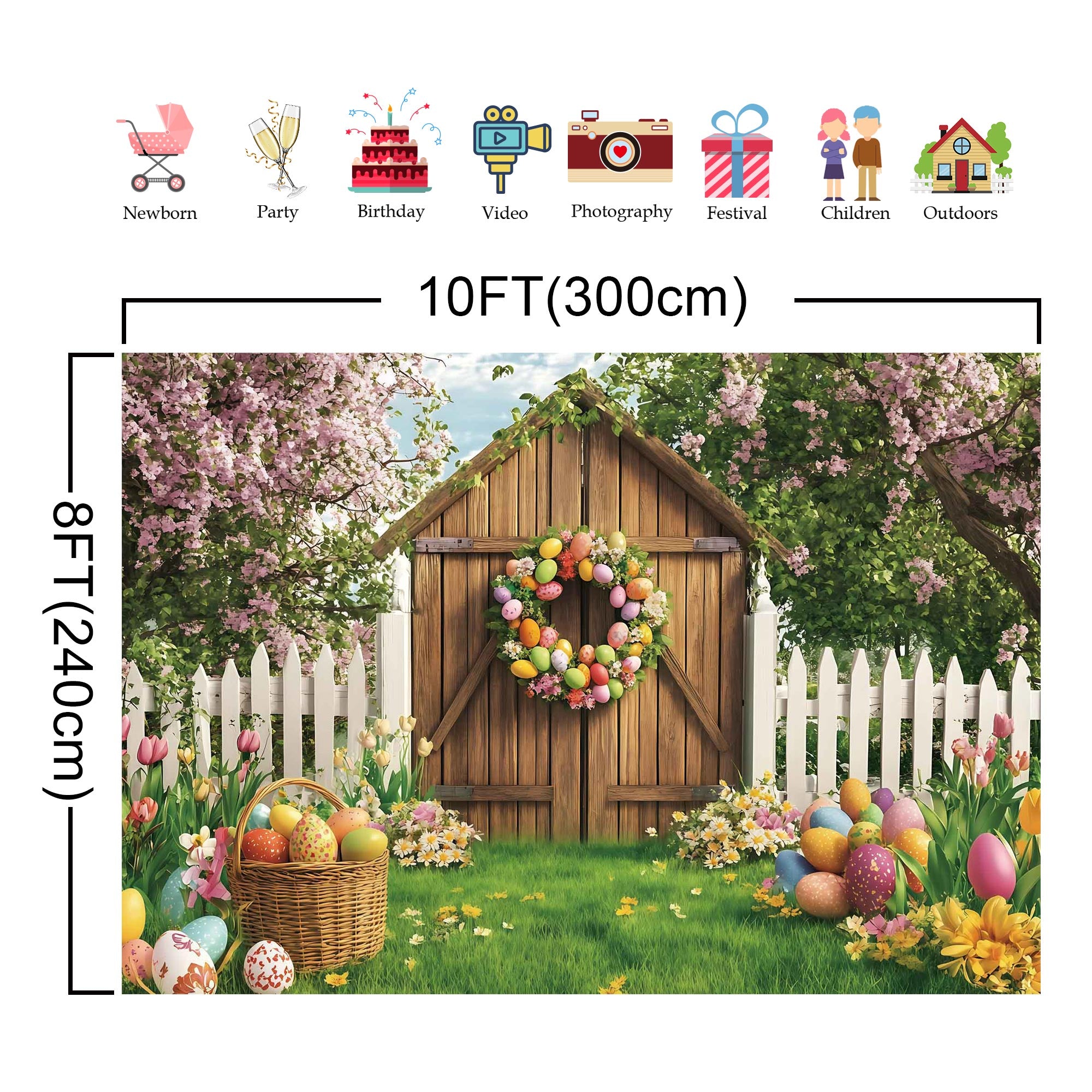 Easter Egg Photography Backdrops Farm Spring Banners Suitable for Festival Parties and Photo Studios