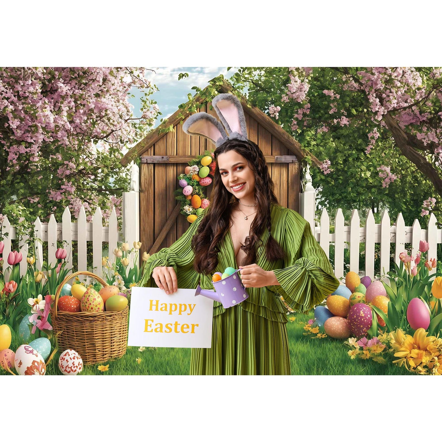 Easter Egg Photography Backdrops Farm Spring Banners Suitable for Festival Parties and Photo Studios