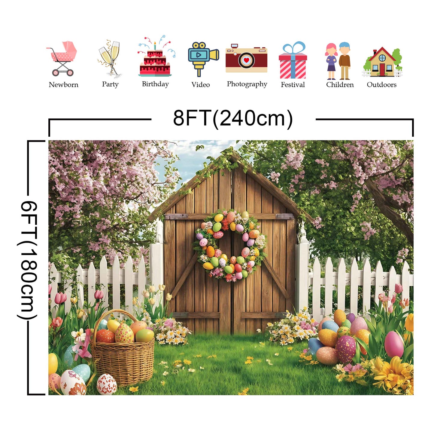 Easter Egg Photography Backdrops Farm Spring Banners Suitable for Festival Parties and Photo Studios