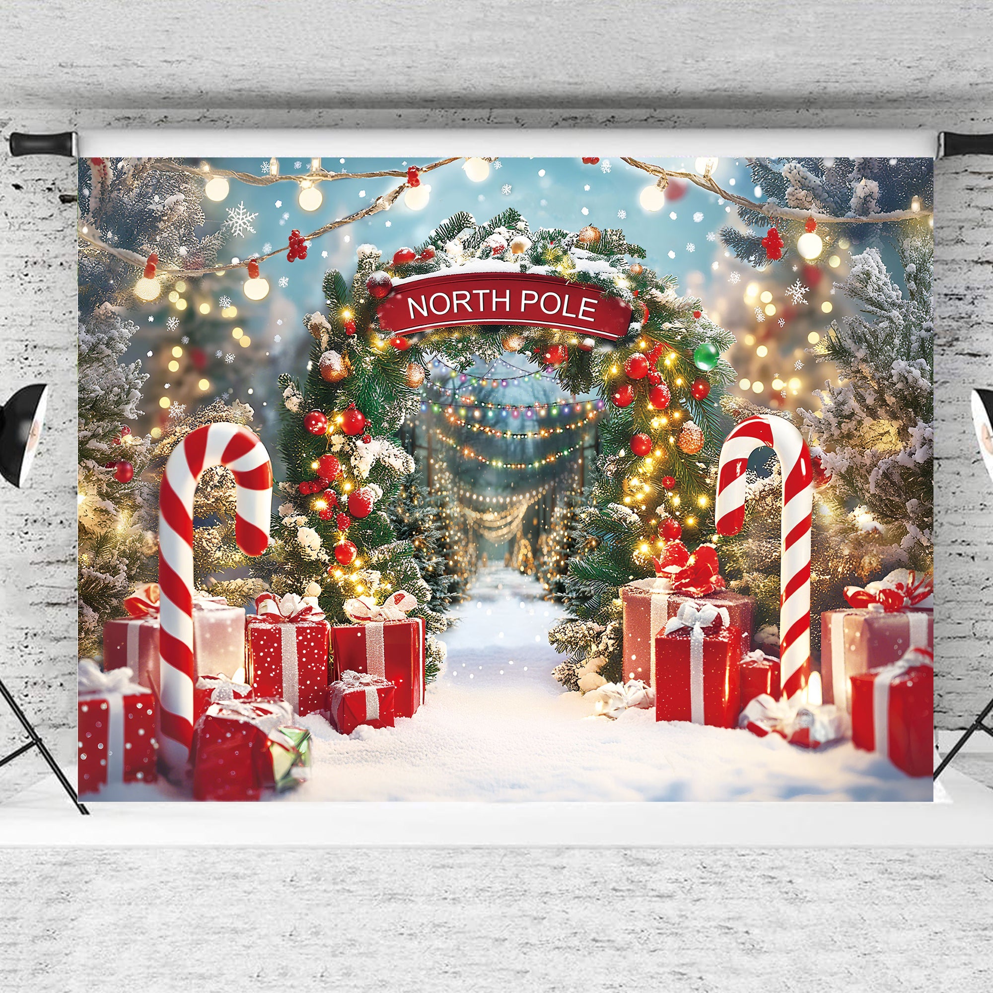 Christmas Wondarland North Pole Photography Winter Backdrop for Party Banner