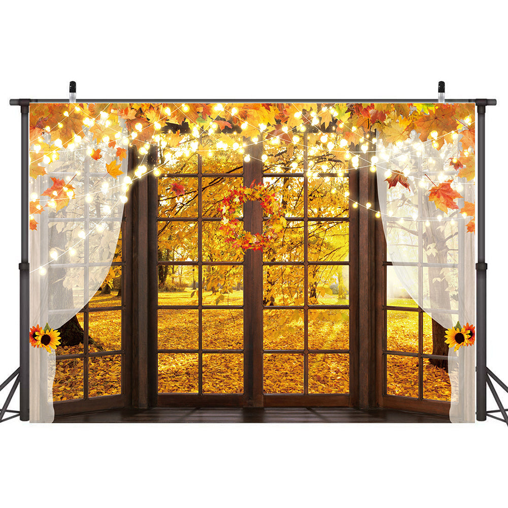 Fall Window sill Backdrop Autumn Forest Photography Background