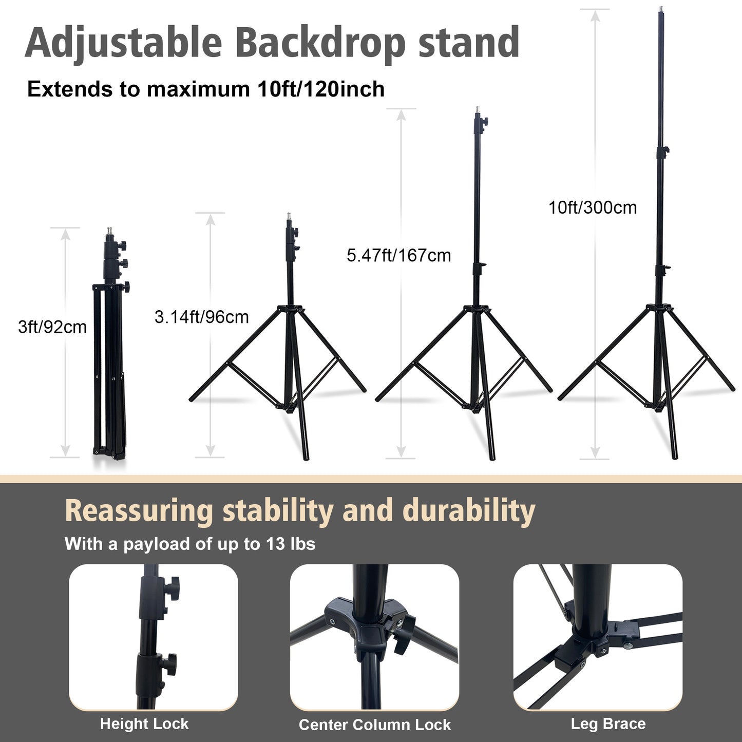Bold Stable Backdrop Stand Adjustable Kit 10x10FT