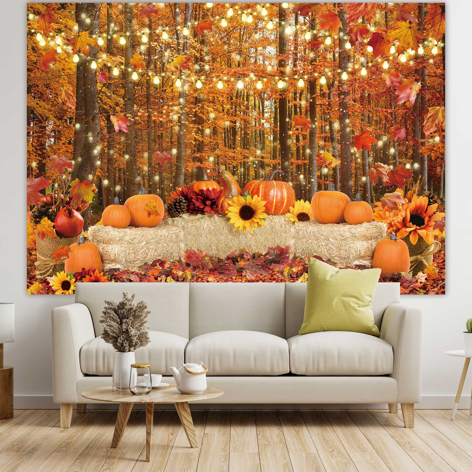 Fall Backdrop Autumn Forest Leaves Pumpkins Photography Background