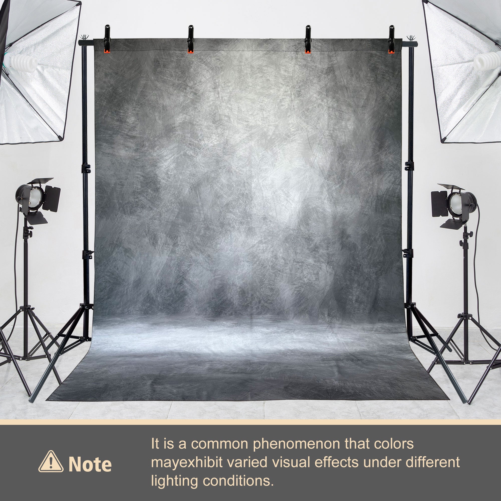 2-in-1 Abstract Photography Backdrop Stand Kit - 6.5x6.5 ft Portable Dual Rod Stand with 6x8 ft Polyester Fabric Backdrop for Portraits and Photo Props - Roller Pocket Design（6x8ft,Grey)