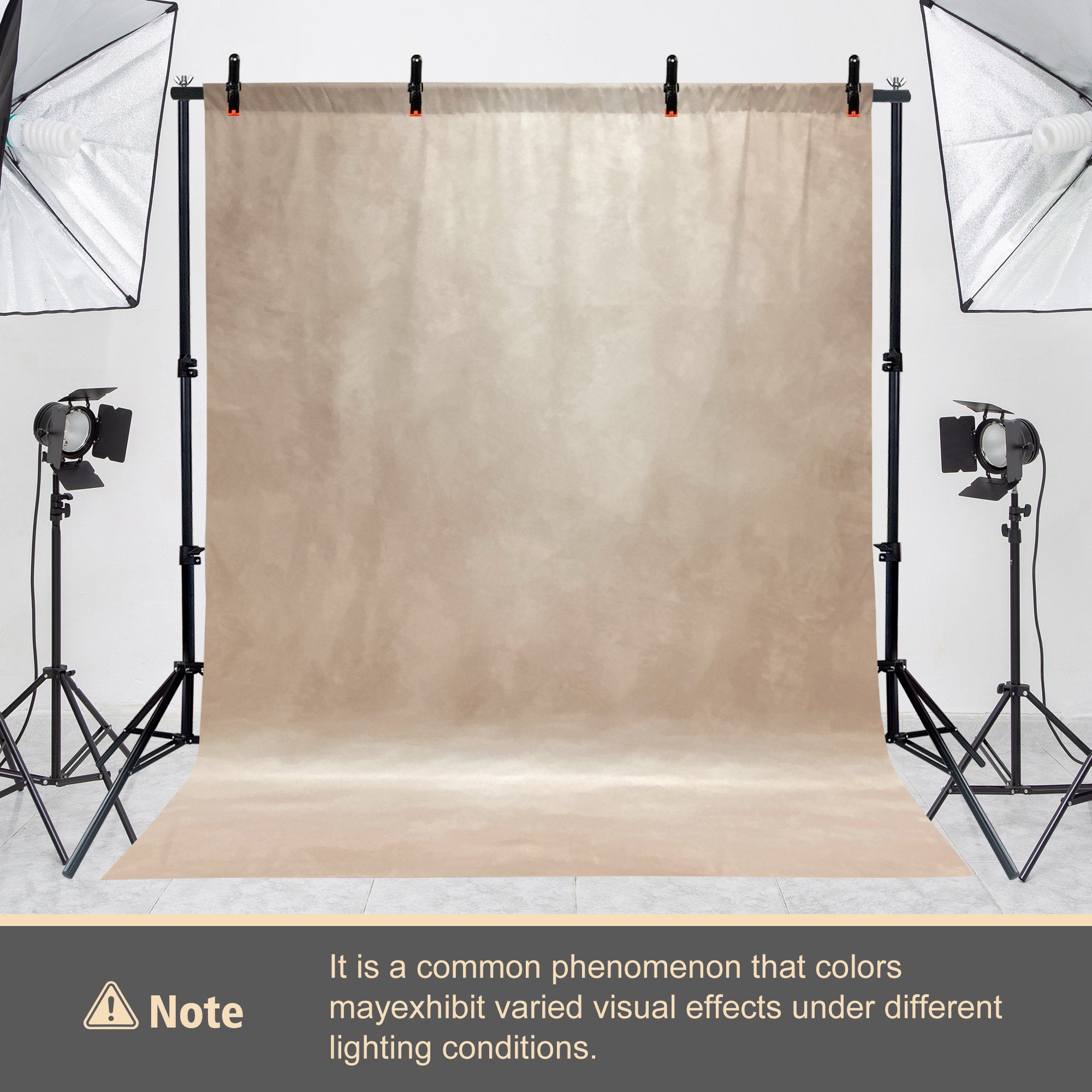 2-in-1 Abstract Photography Backdrop Stand Kit - 6.5x6.5 ft Portable Dual Rod Stand with 6x8 ft Polyester Fabric Backdrop for Portraits and Photo Props - Roller Pocket Design（6x8ft,Beige）