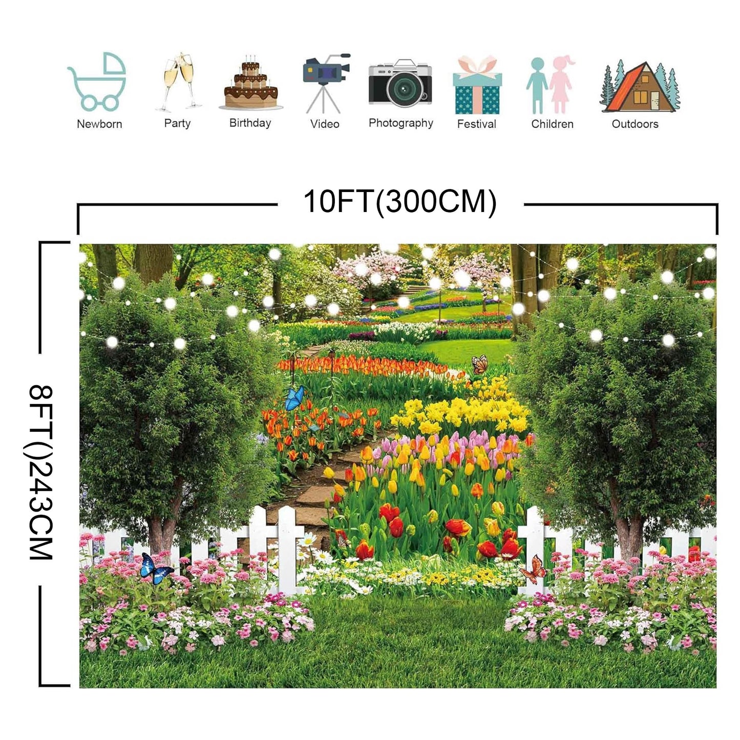 Romantic Spring Garden Photography Backdrop for Party Banners scene accessories