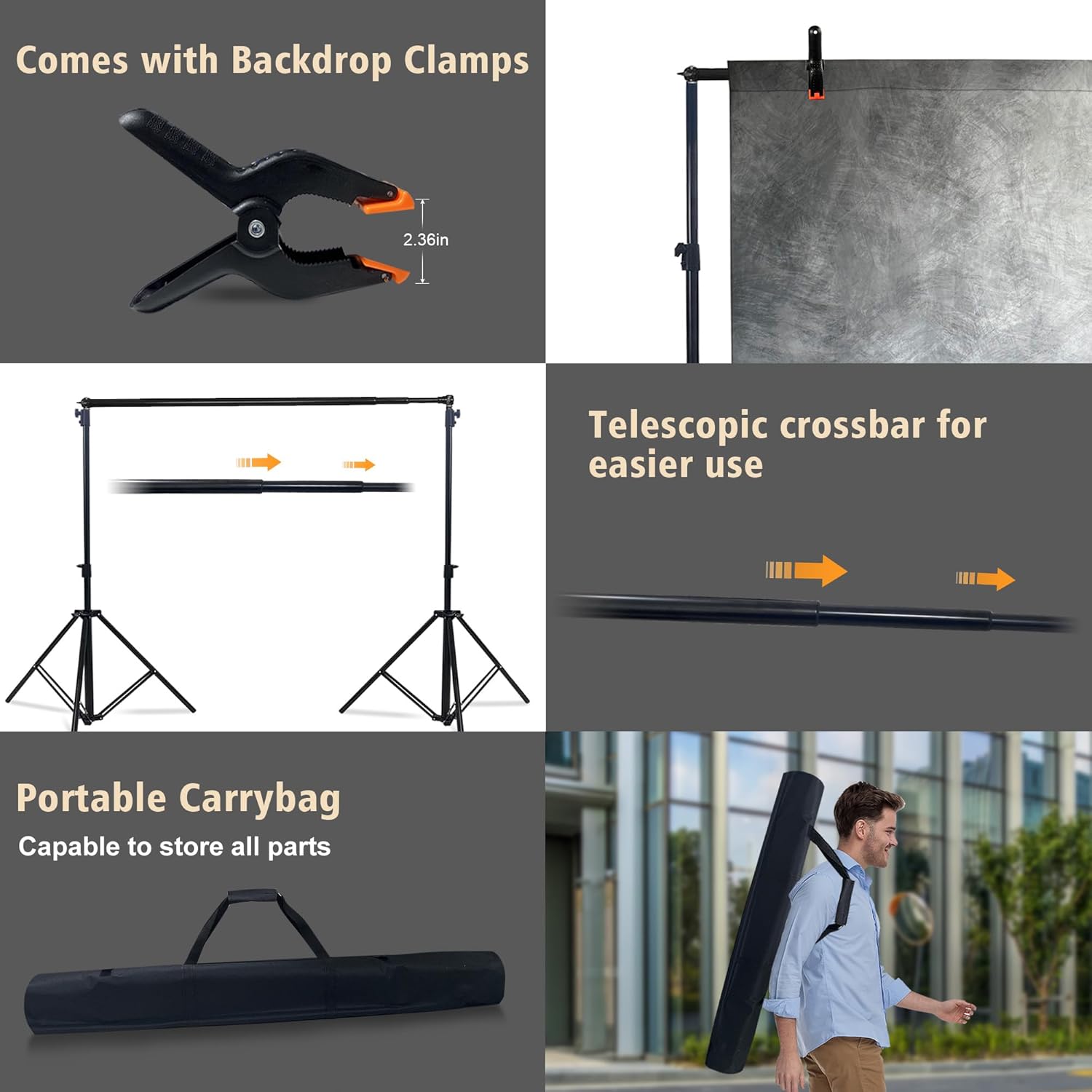 Bold Stable Backdrop Stand Adjustable Kit 10x10FT