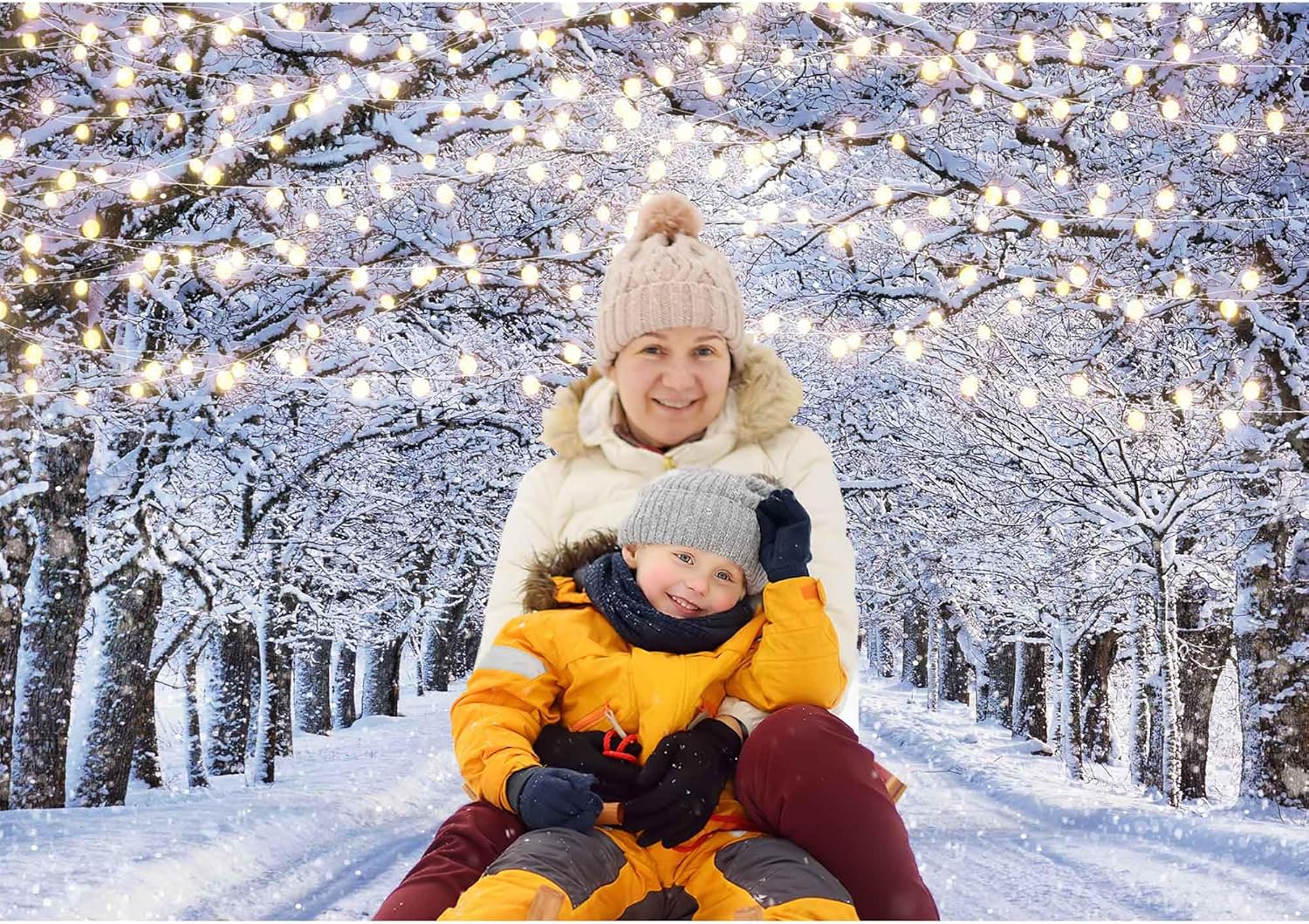 Winter Scene Photo Backdrop Wonderland Snowflake Glitter Snow Landscape Tree Background