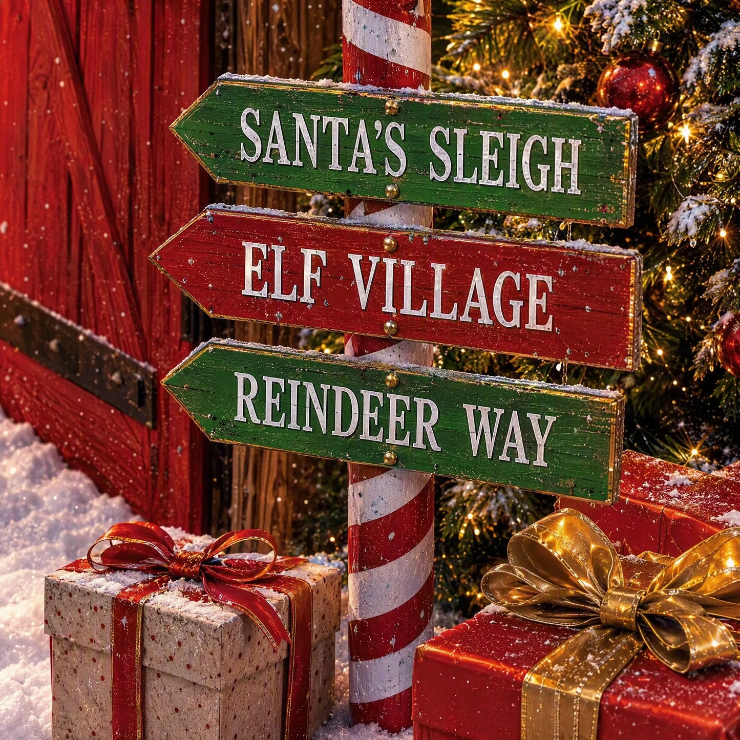 Welcome to North Pole Photo Backdrop - Christmas Directional Sign | 3 Sizes