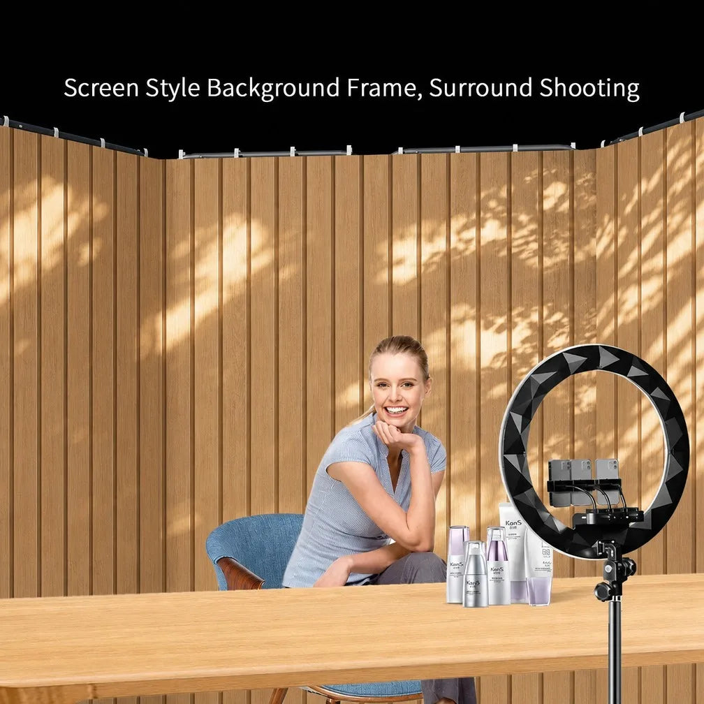 Folding Screen Backdrop 2.4x4m | Wood Slat Streaming Background Frame