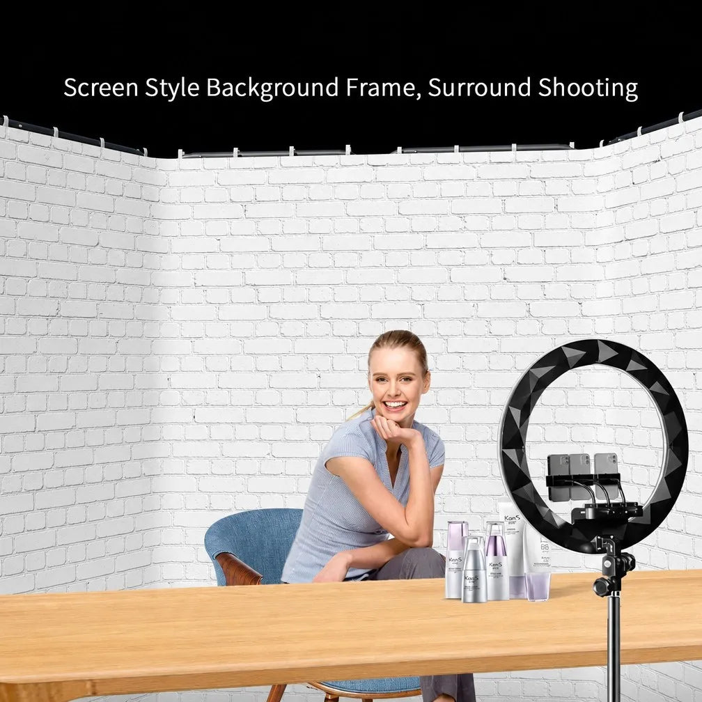 Folding Screen Backdrop 2.4x4m | White Brick Wall Streaming Background