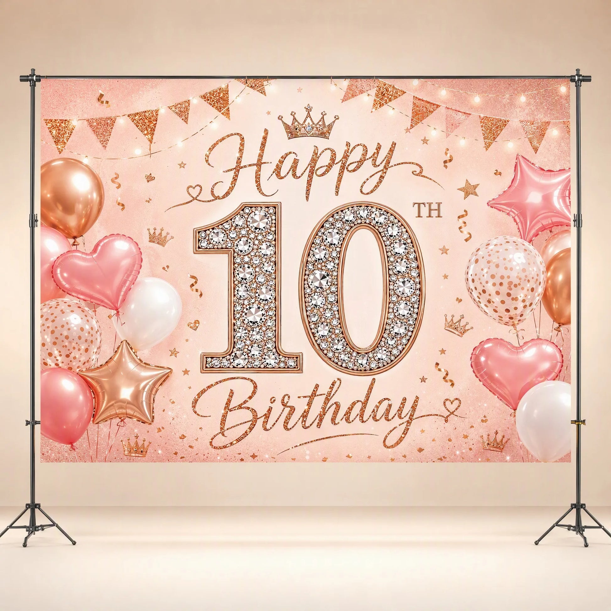 Diamond 10th Birthday Happy Birthday Backdrop - Studio Hero
