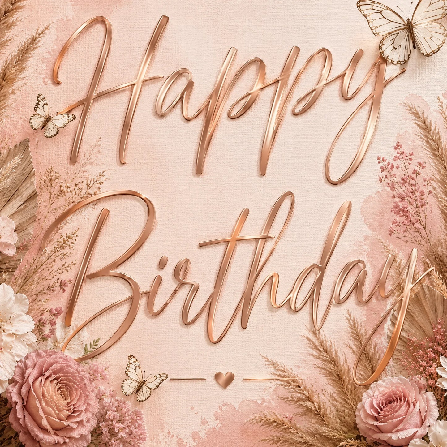 Close-up of Rose Gold Text and Pink Floral Detail