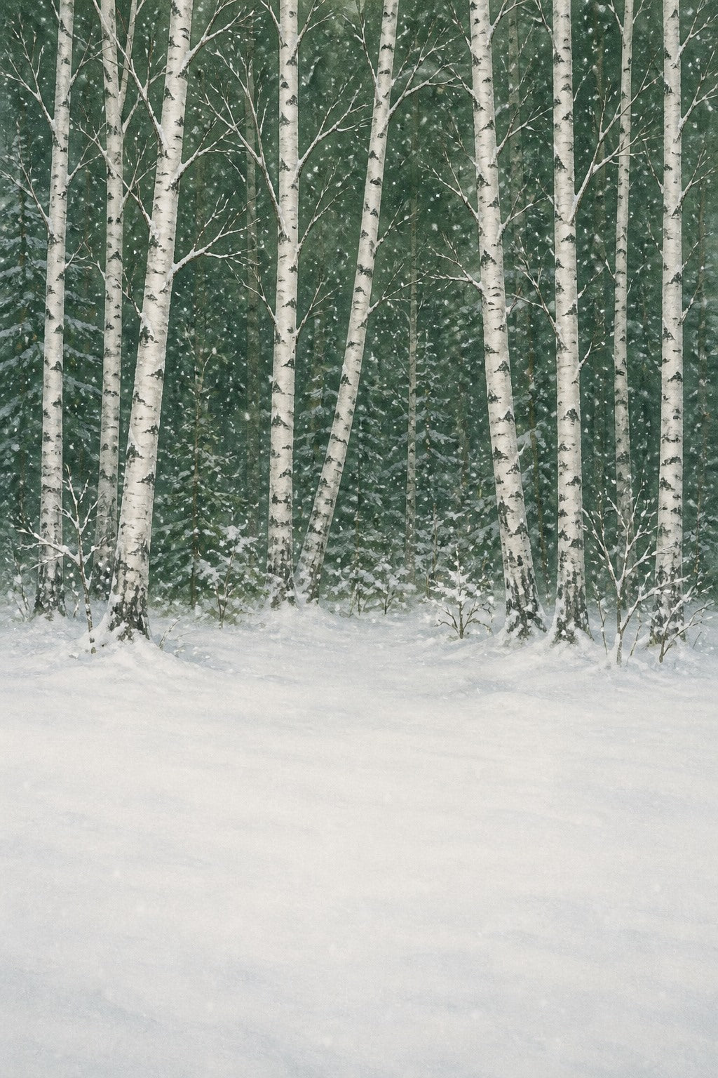 Winter Birch Forest Photo Backdrop - Christmas Snowy Woodland | 3 Sizes
