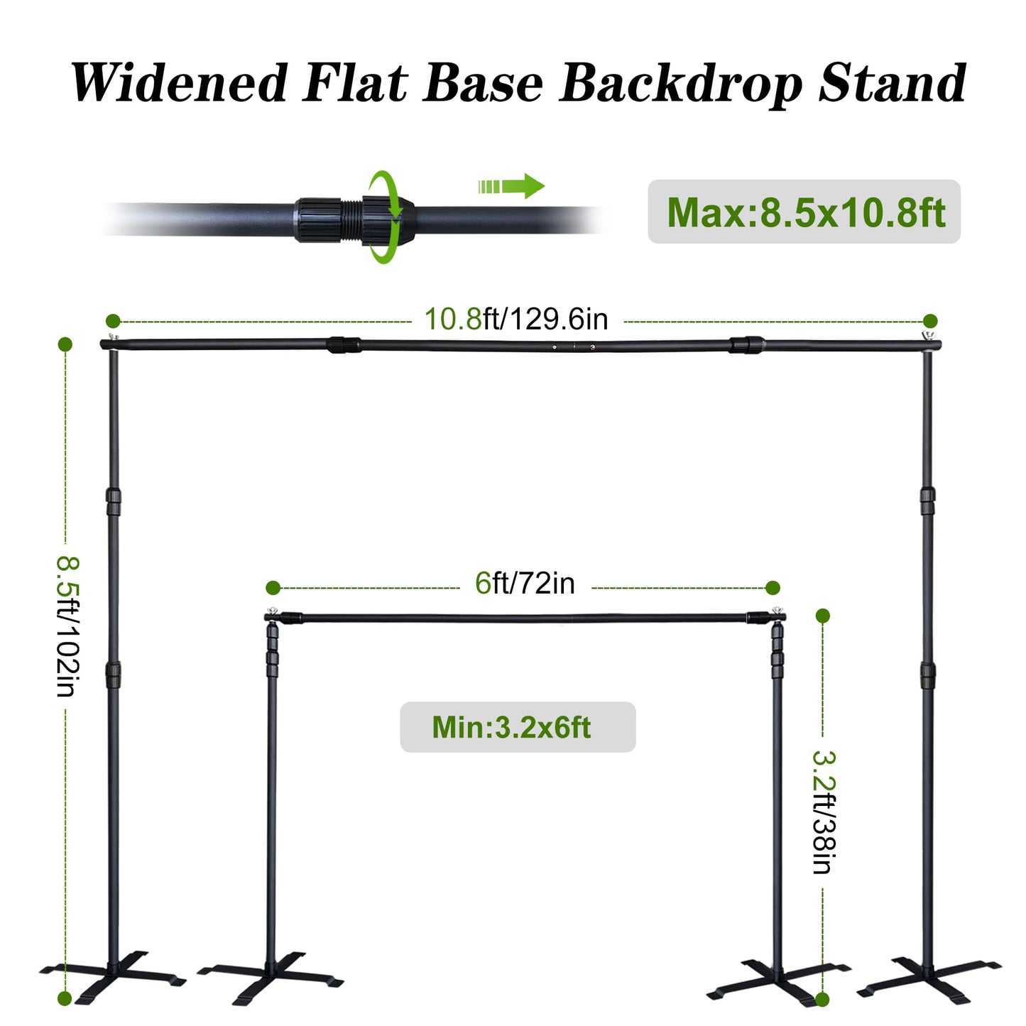 Bold Stable Backdrop Stand Adjustable Kit 10x10FT