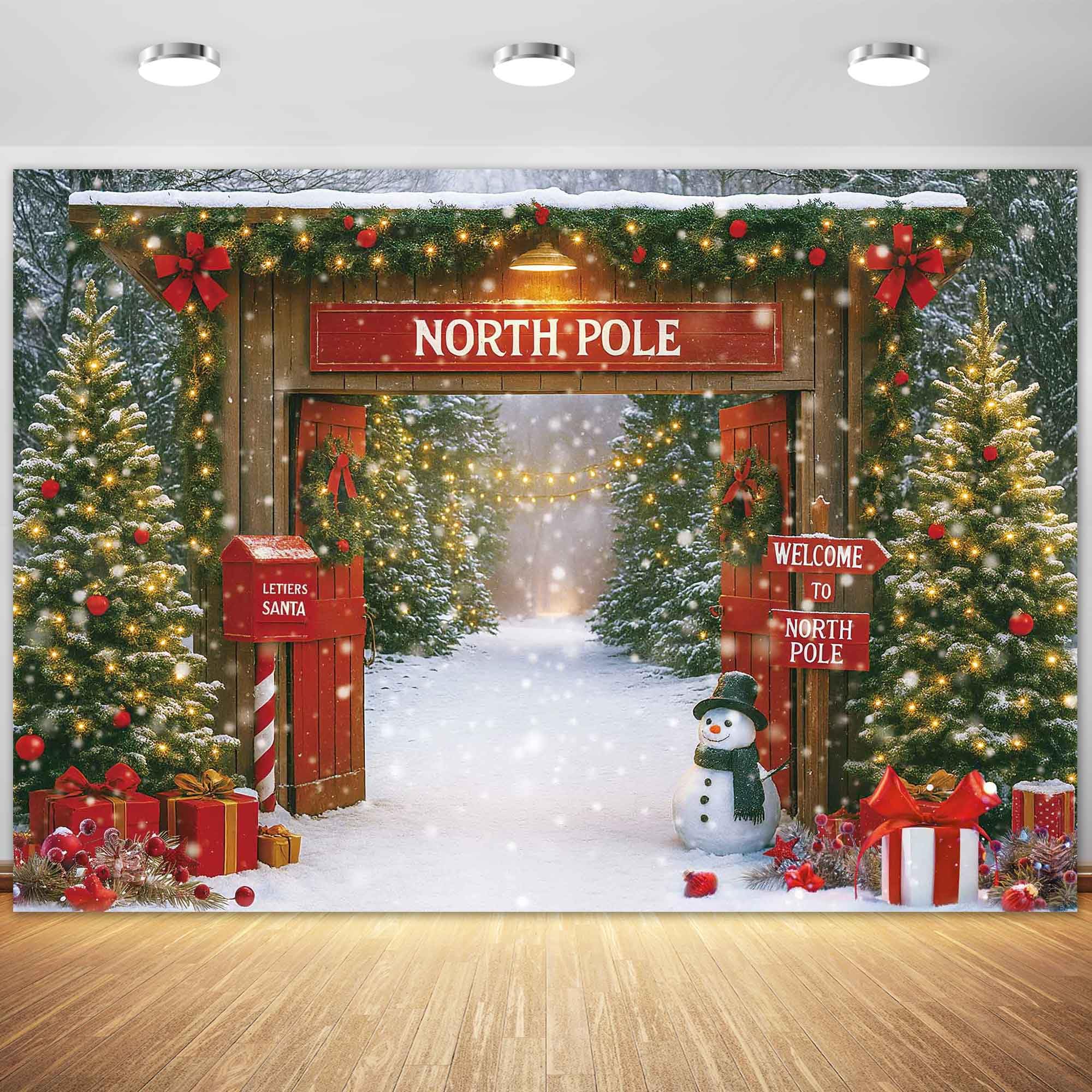 Winter Christmas Wondarland North Pole Photography Backdrop for Party Banner
