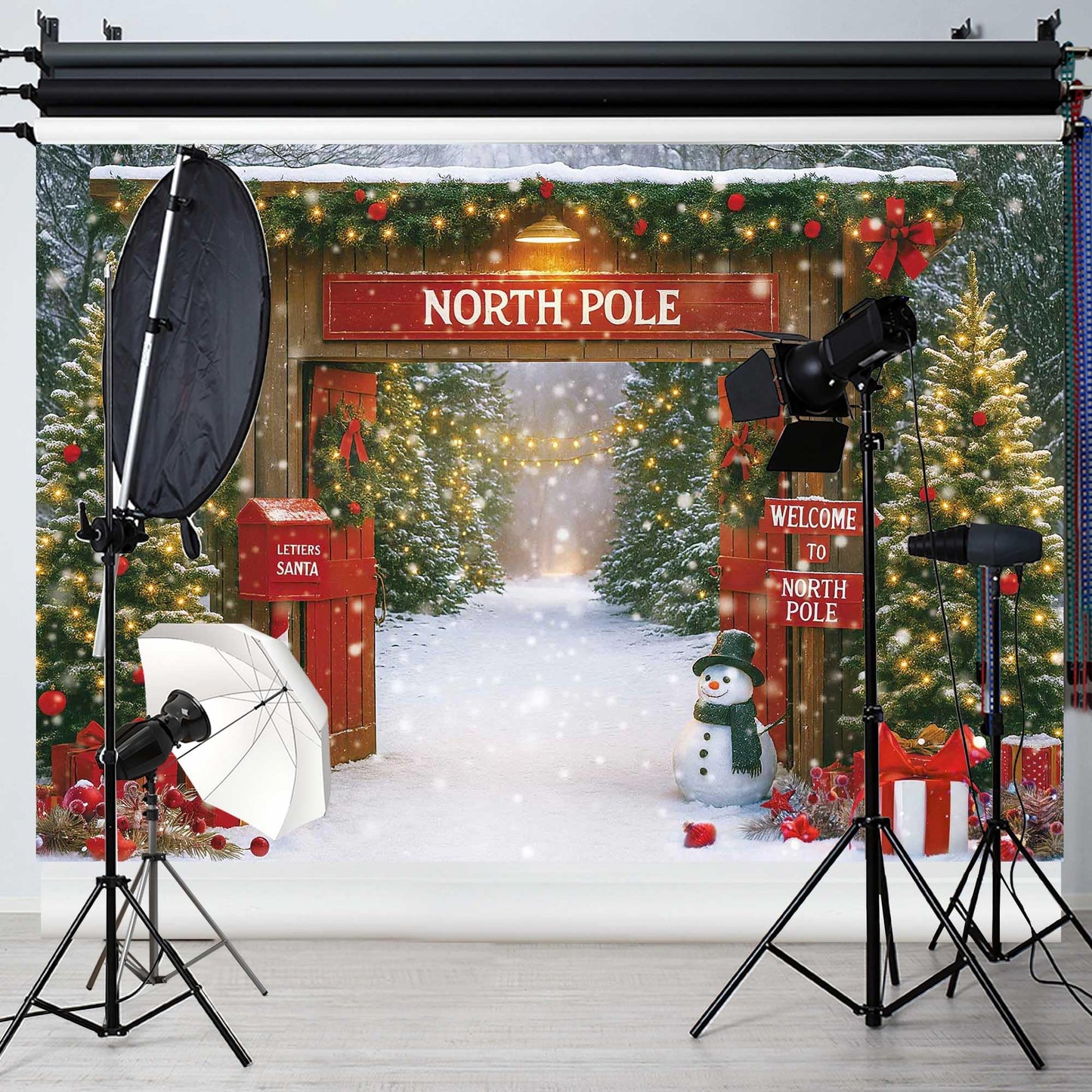 Winter Christmas Wondarland North Pole Photography Backdrop for Party Banner