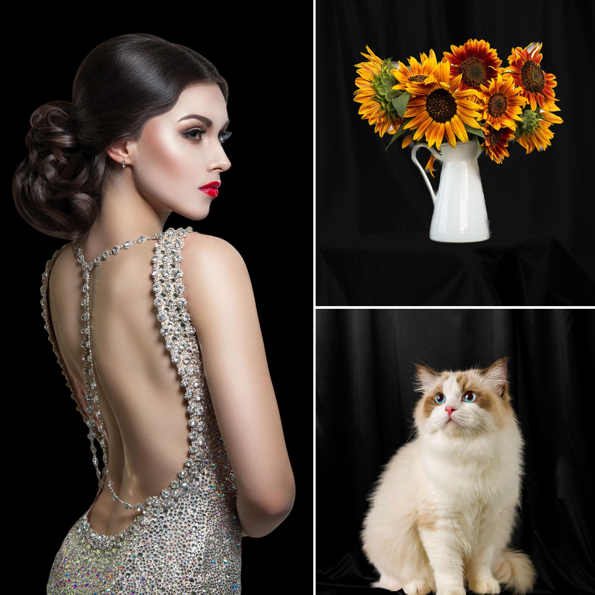 Backdrop for Photoshoot - Black Photography Muslin Curtain for Streaming,Zoom,Photo Booth,Video Recording and Parties