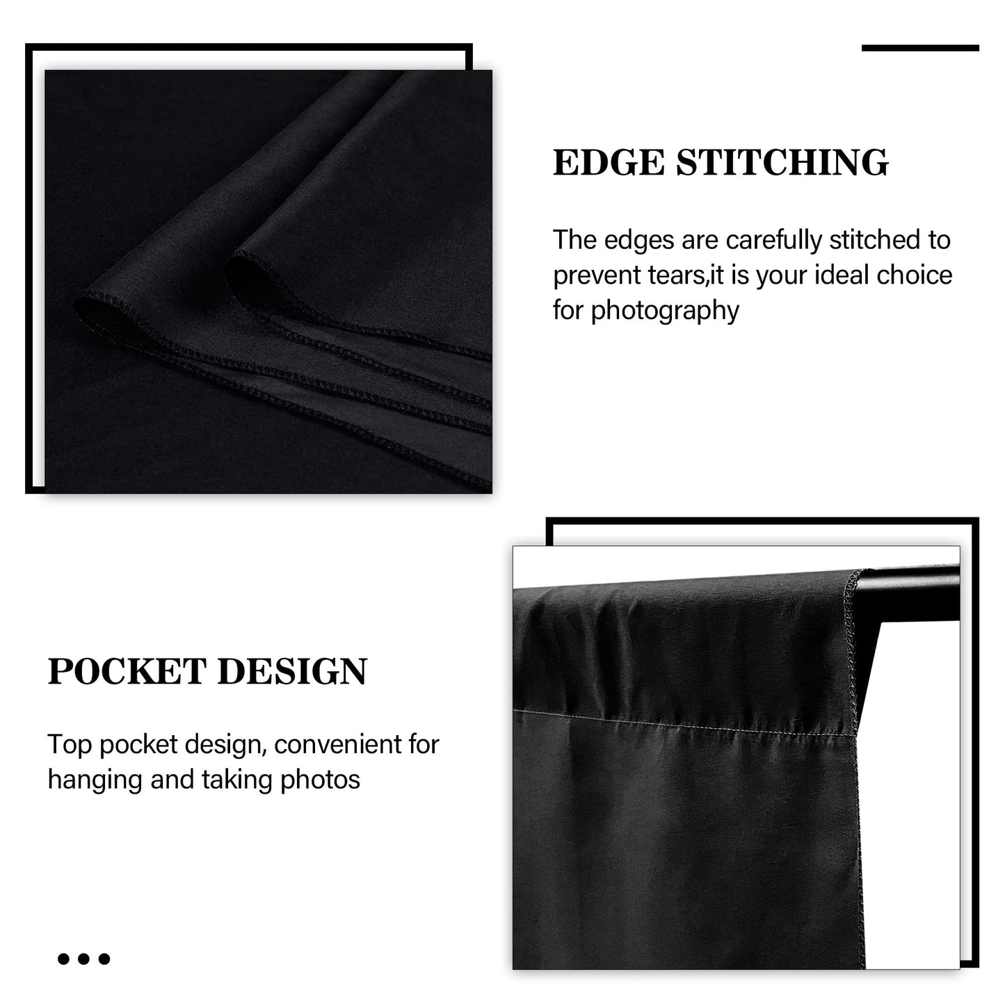 Backdrop for Photoshoot - Black Photography Muslin Curtain for Streaming,Zoom,Photo Booth,Video Recording and Parties