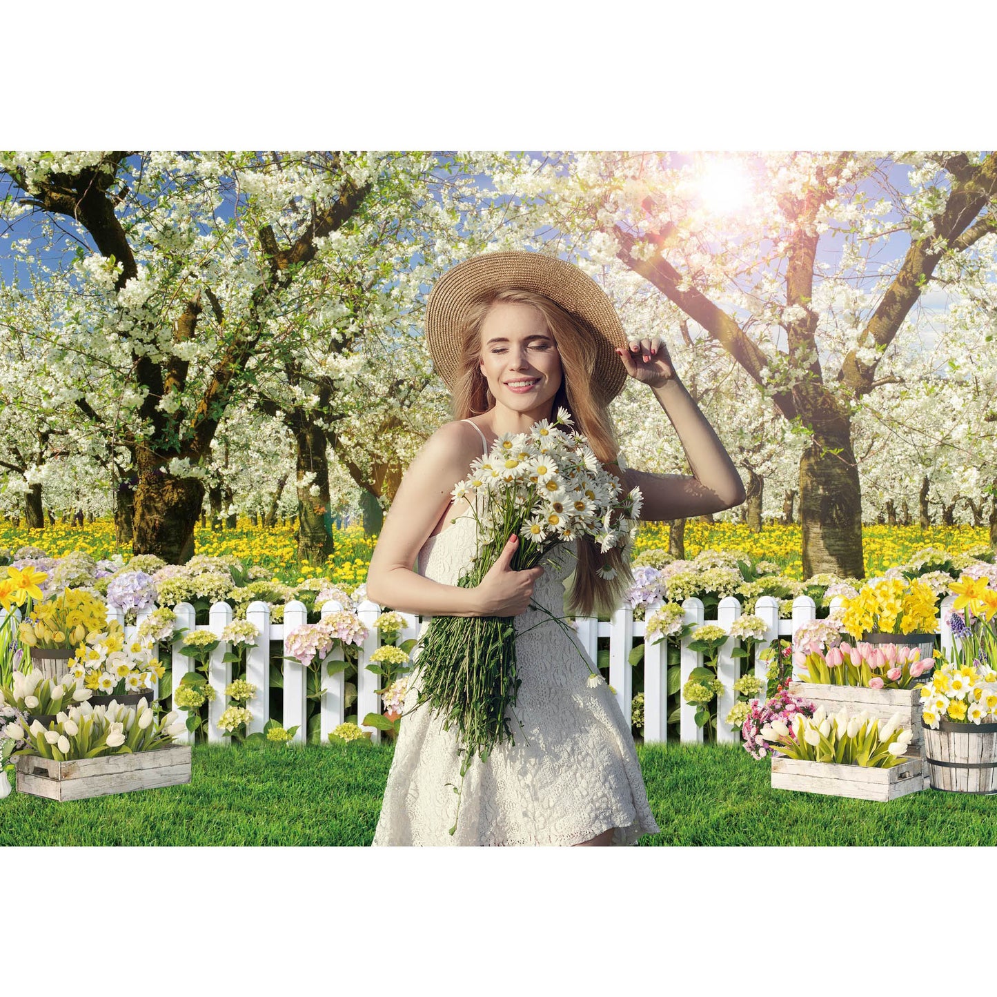 Vibrant Blossom Spring Photography Backdrop for Party Banners